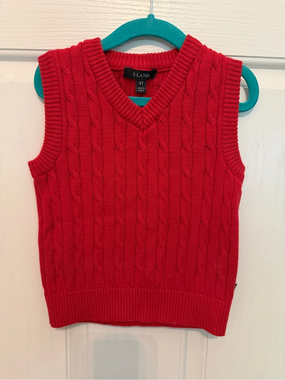 Kids Red Cable-Knit Sleeveless Sweater Vest